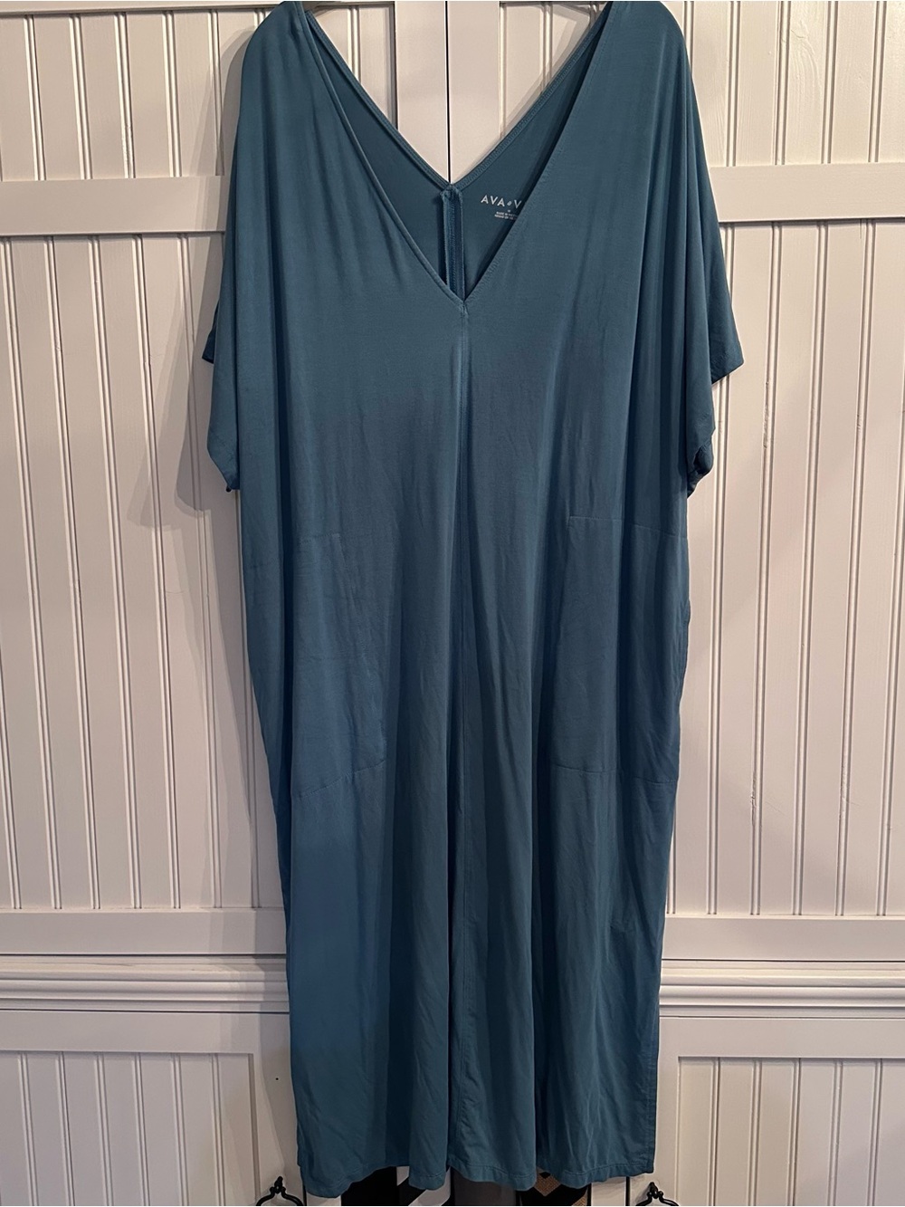 Ava & Viv Teal Maxi Dress with Pockets 1X